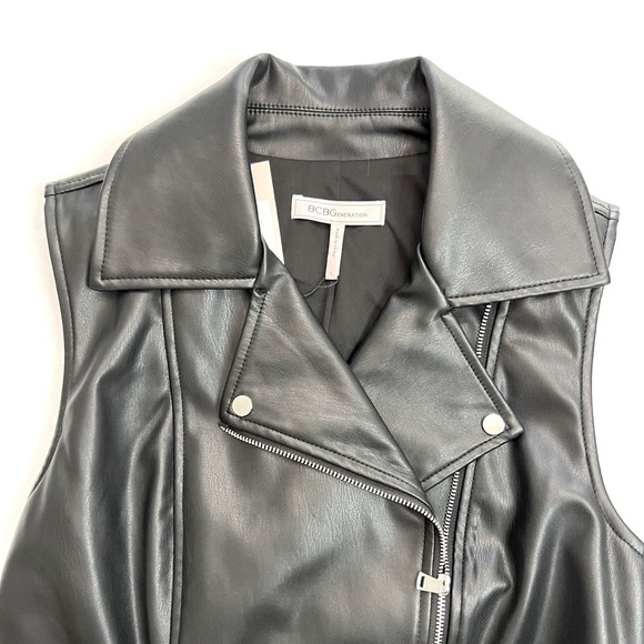 BCBG Faux Leather Little Black Dress - Picture 2 of 4